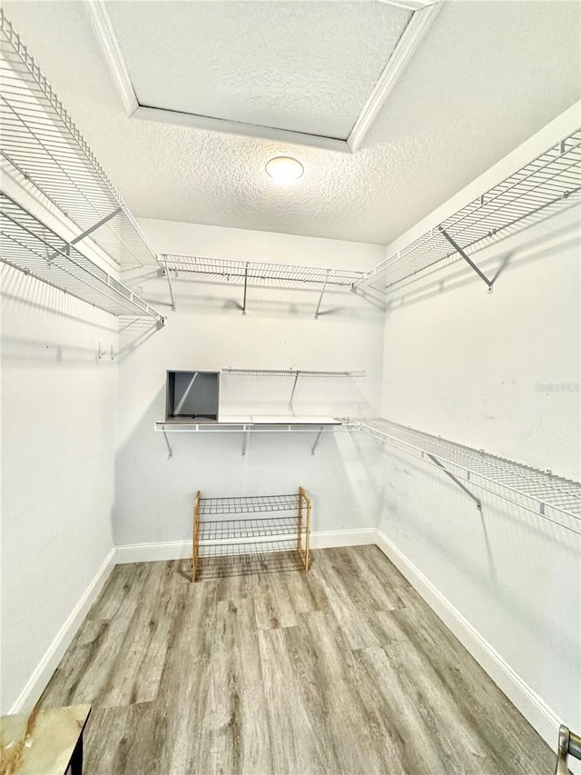 spacious closet with wood finished floors