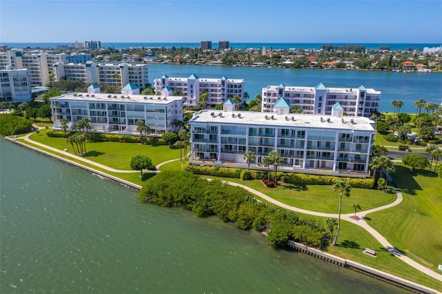 bird's eye view featuring a water view