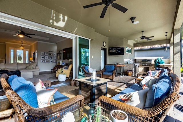 view of patio featuring an outdoor living space and area for grilling