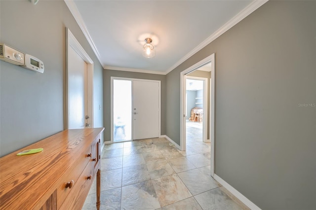 entryway with crown molding