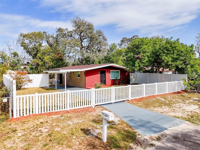 view of single story home