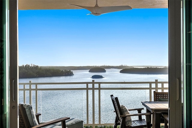 balcony with a water view