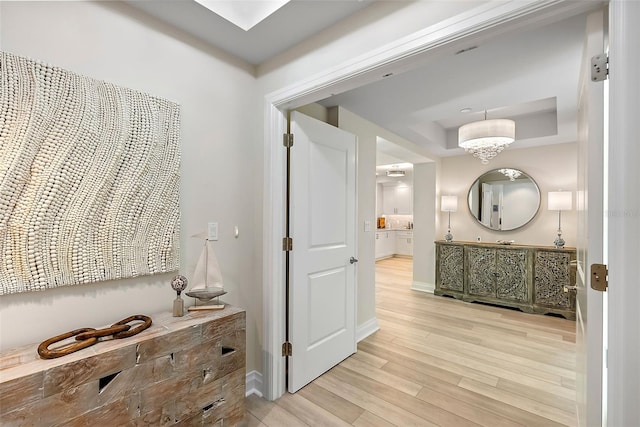 hall featuring light wood-type flooring