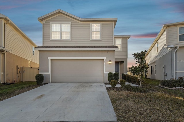 view of front of home with a garage