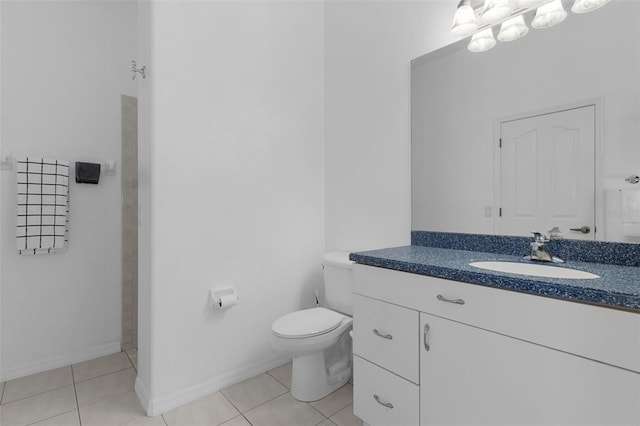 bathroom with tile patterned flooring, vanity, and toilet