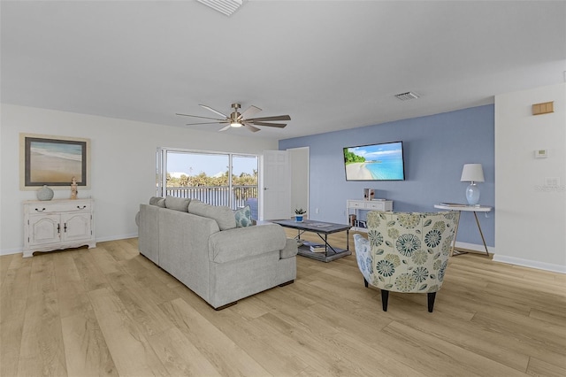465 Lake Murex Cir, Sanibel, FL 33957 - living room with light hardwood / wood-style floors and ceiling fan