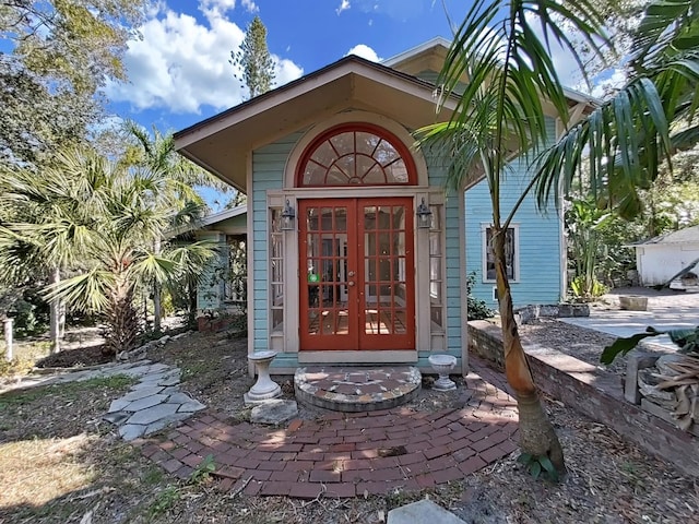 entrance to property featuring french doors