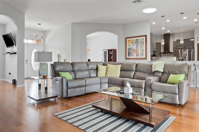 living room featuring light hardwood / wood-style floors