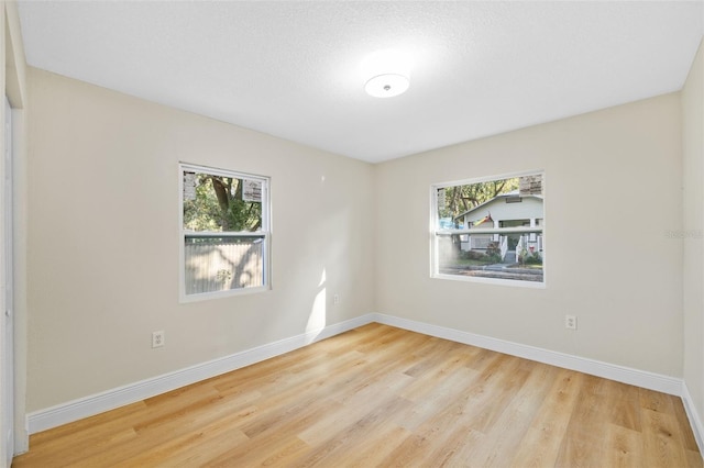 spare room with a healthy amount of sunlight and light wood-type flooring