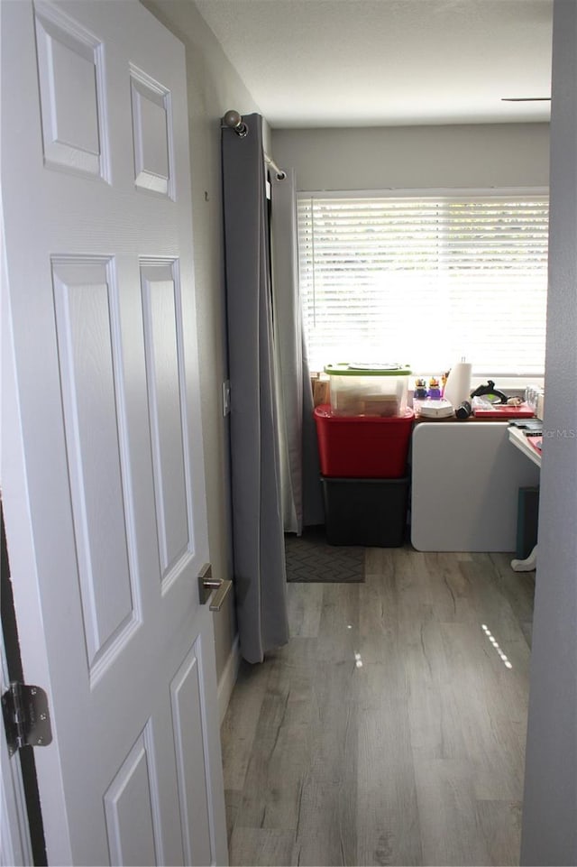 bathroom featuring wood finished floors