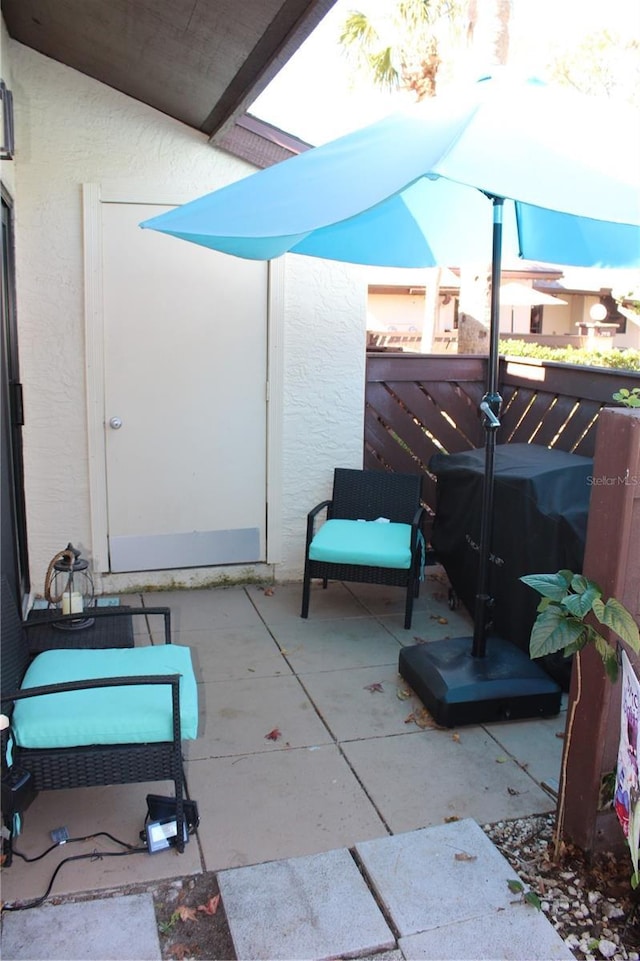 view of patio / terrace featuring a balcony and area for grilling