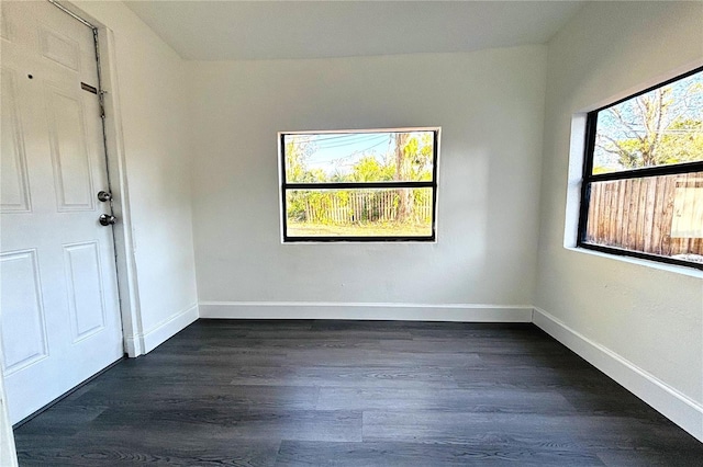 empty room with dark wood-type flooring