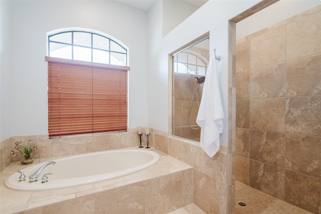 bathroom with plus walk in shower