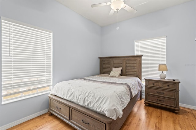 3611 19th St N, Saint Petersburg, FL 33713 - bedroom featuring baseboards, light wood finished floors, and ceiling fan