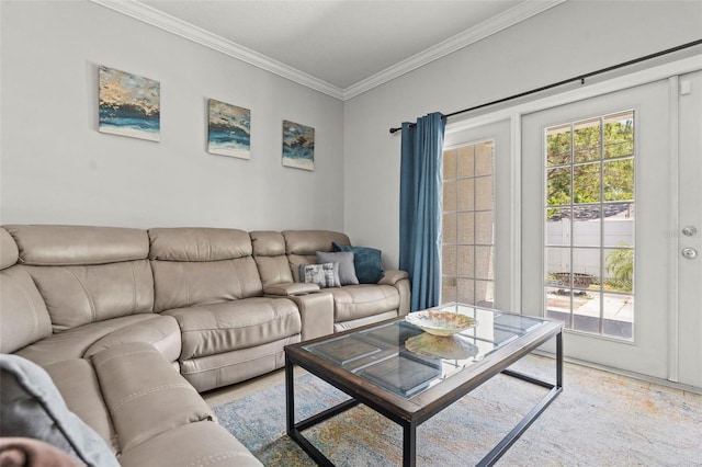 3611 19th St N, Saint Petersburg, FL 33713 - living room featuring ornamental molding and light wood-type flooring