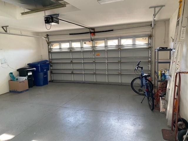 garage with a garage door opener