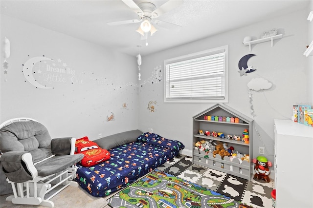 bedroom featuring ceiling fan