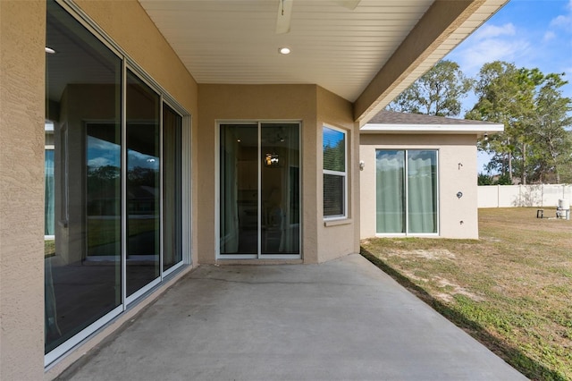 view of patio / terrace with ceiling fan