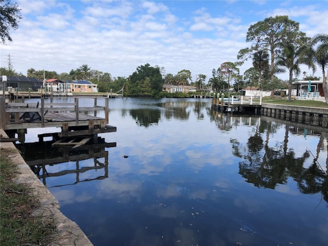 view of dock featuring a water view