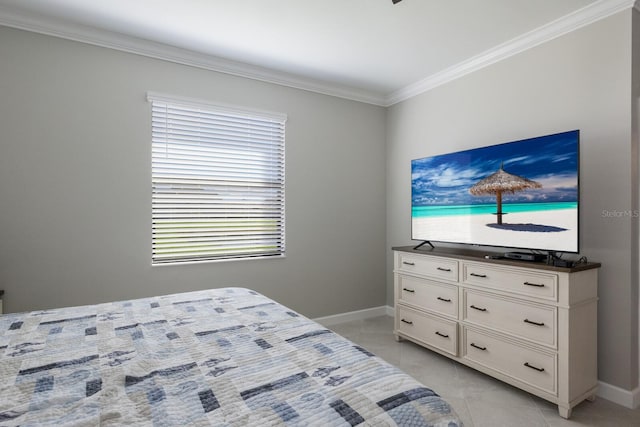 bedroom with crown molding