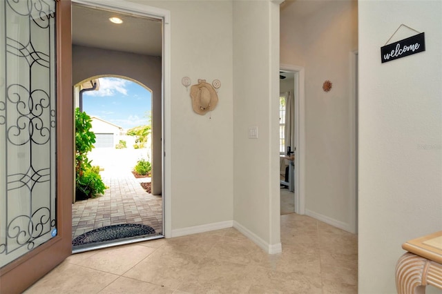 view of tiled foyer entrance