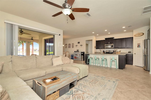 view of tiled living room