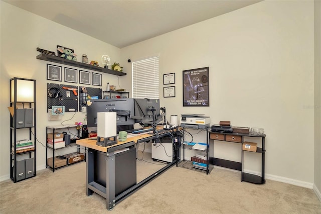 view of carpeted home office