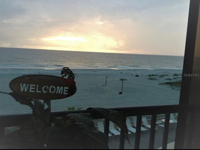 view of water feature featuring a view of the beach