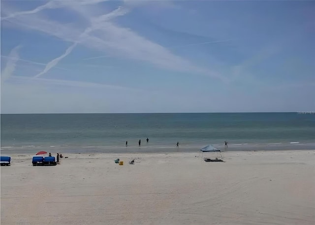 property view of water featuring a view of the beach