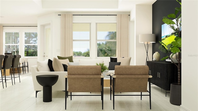 living room featuring a wealth of natural light