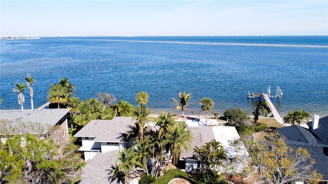 exterior space with a water view