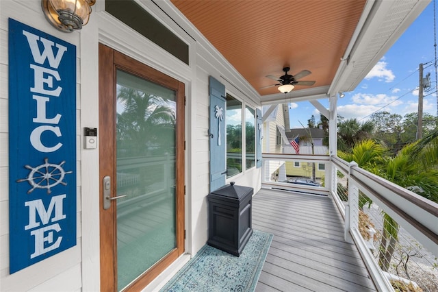 balcony with ceiling fan