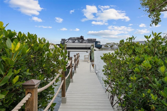 view of dock featuring a water view