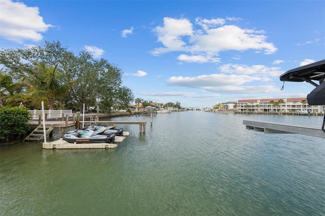 dock area featuring a water view