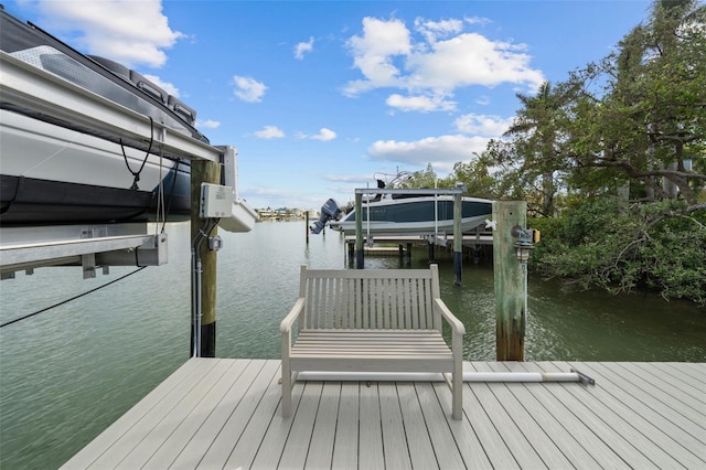 dock area with a water view