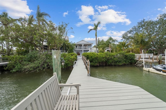 view of dock featuring a water view