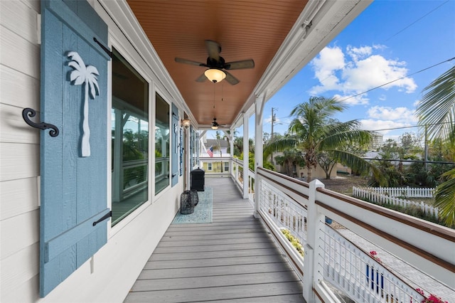 balcony with ceiling fan