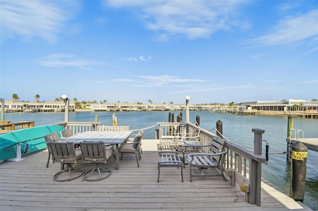 dock area featuring a water view