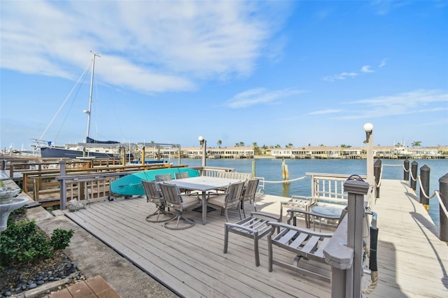 dock area featuring a water view