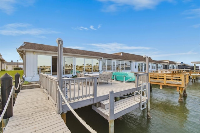 view of dock featuring a water view