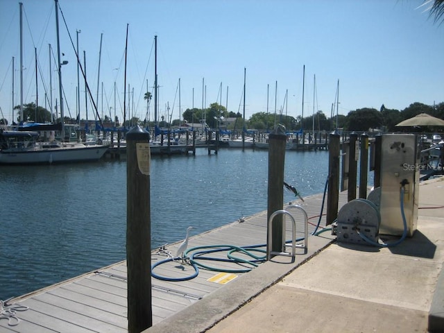 view of dock featuring a water view