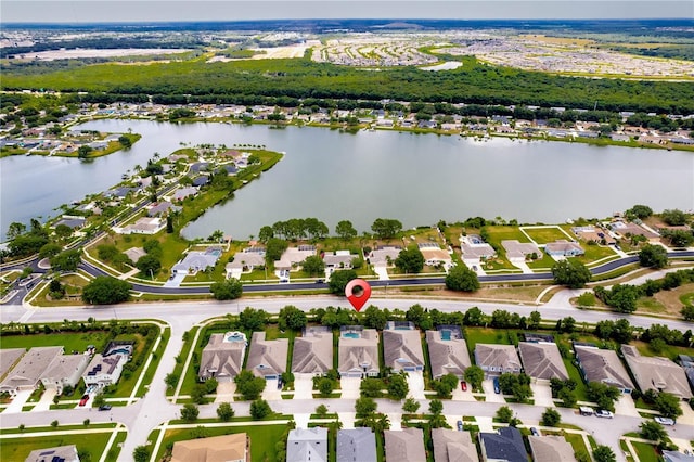 bird's eye view featuring a water view