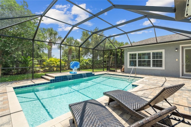 outdoor pool with a patio