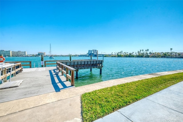 view of dock featuring a water view