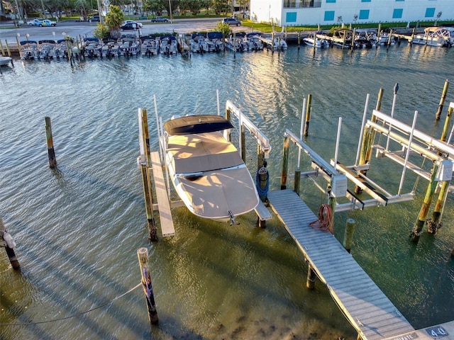 view of dock featuring a water view