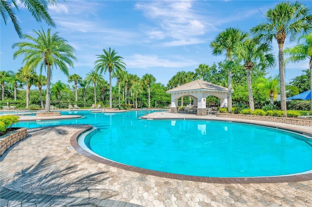 view of pool featuring a gazebo