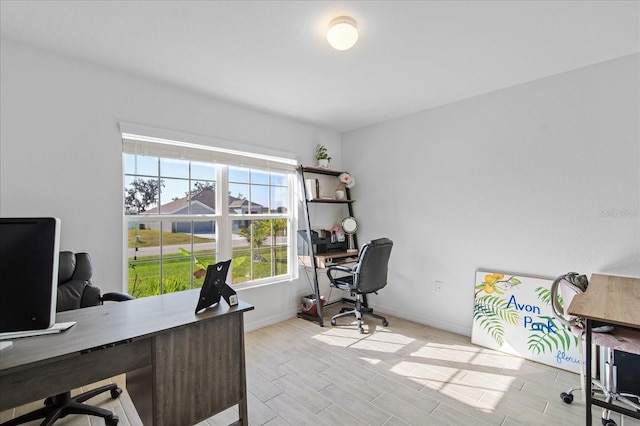 home office featuring light wood-type flooring