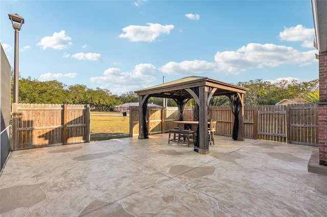 view of patio / terrace with a gazebo