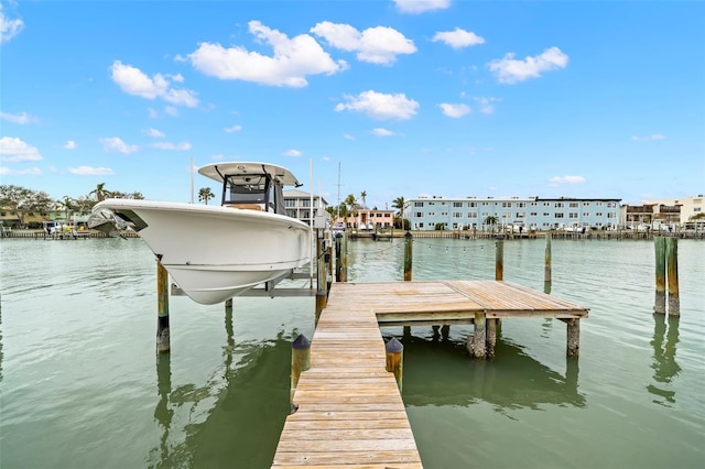 dock area featuring a water view