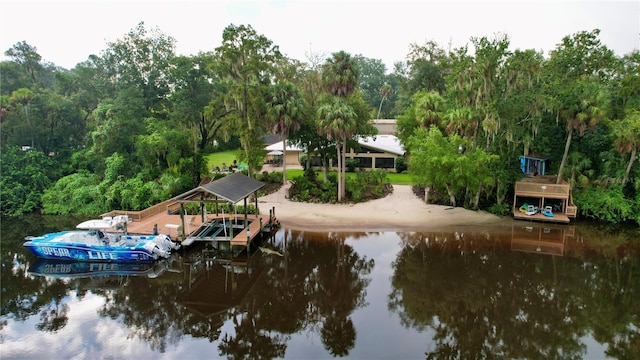 dock area featuring a water view